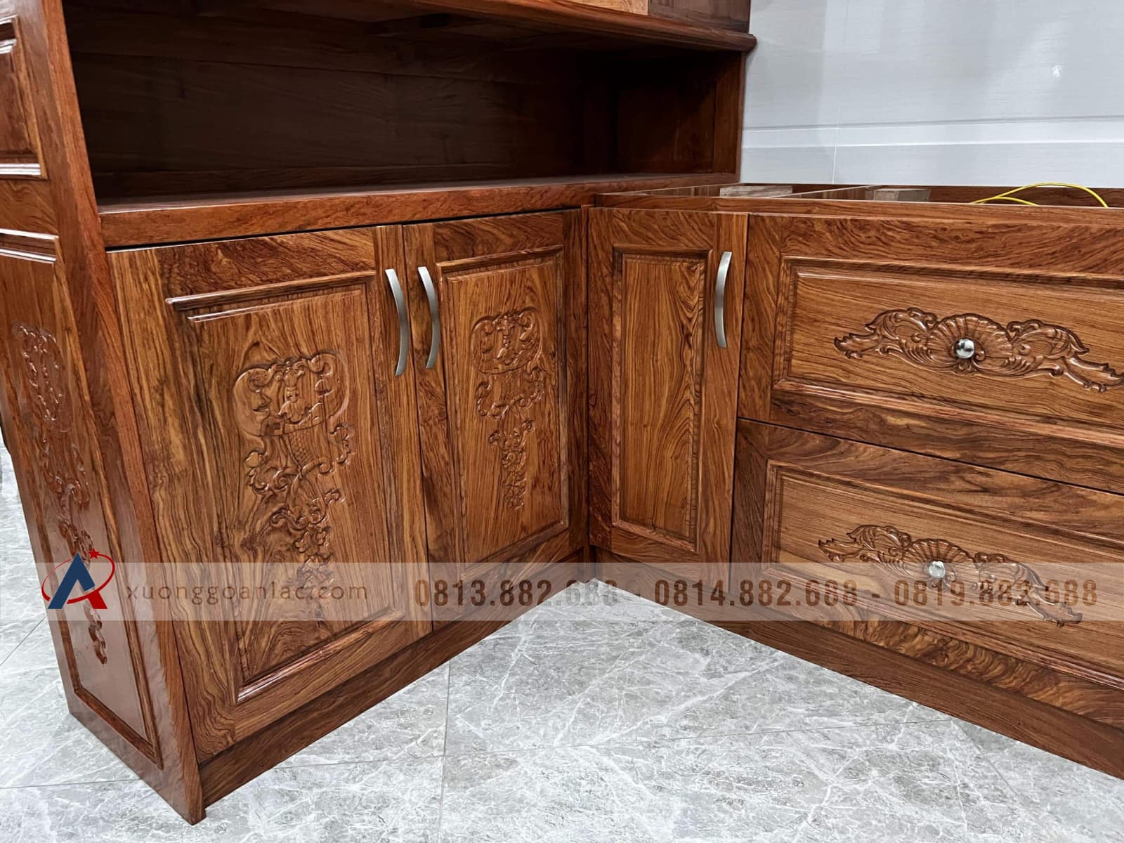Tủ bếp gỗ hương đá (anh Quân, Bình Dương) 42 tủ bếp gỗ hương đá tự nhiên cao cấp nhất năm 2022
