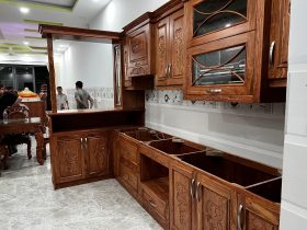 Tủ bếp gỗ hương đá (anh Quân, Bình Dương) 24 Tu bep go huong da cua anh Quan o Binh Duong 5