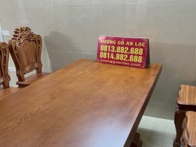 Bộ bàn ăn nguyên khối và 10 ghế louis hoa lá tây (Anh Vũ, Đông Anh, Hà Nội) 65 ban an 10 ghe anh Vu chi Men Dong Anh 30