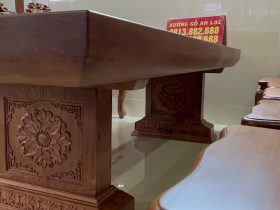 Bộ bàn ăn nguyên khối và 10 ghế louis hoa lá tây (Anh Vũ, Đông Anh, Hà Nội) 68 bàn ghế ăn đẹp sang cho phòng bếp gia đình