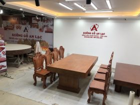 Bộ bàn ăn gỗ gõ đỏ 8 ghế louis hoa lá tây gỗ hương đá (Anh Trường, Phú Thọ) 19 ban an 8 ghe anh Truong Phu Tho 1