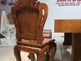 Bộ bàn ăn gỗ gõ đỏ 8 ghế louis hoa lá tây gỗ hương đá (Anh Trường, Phú Thọ) 30 ghế louis cao cấp