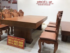 Bộ bàn ăn gỗ gõ đỏ 8 ghế louis hoa lá tây gỗ hương đá (Anh Trường, Phú Thọ) 22 bàn ăn 8 ghế gỗ gõ đỏ