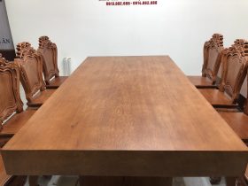 Bộ bàn ăn gỗ gõ đỏ 8 ghế louis hoa lá tây gỗ hương đá (Anh Trường, Phú Thọ) 24 bàn ăn nguyên khối gỗ gõ đỏ