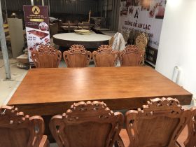 Bộ bàn ăn gỗ gõ đỏ 8 ghế louis hoa lá tây gỗ hương đá (Anh Trường, Phú Thọ) 26 ban an 8 ghe anh Truong Phu Tho 8