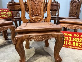 Bộ bàn ăn tròn gỗ hương đá 8 ghế louis hồng hạt (Bác Lai, Hà Nội) 37 ban an Huong Da 8 ghe bac Lai 14