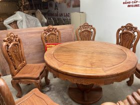 Bộ bàn ăn tròn gỗ hương đá 8 ghế louis hồng hạt (Bác Lai, Hà Nội) 25 ban an Huong Da 8 ghe bac Lai 3