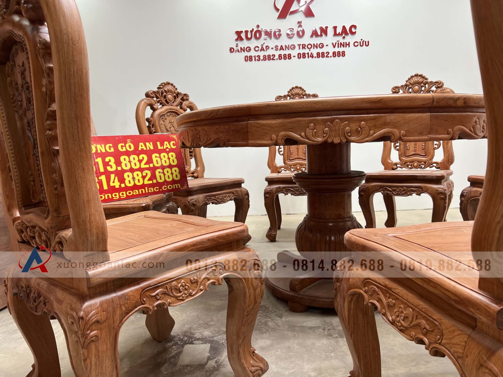Bộ bàn ăn tròn gỗ hương đá 8 ghế louis hồng hạt (Bác Lai, Hà Nội) 6 Bộ bàn ăn tròn gỗ hương đá 8 ghế louis hồng hạt (Bác Lai, Hà Nội) - Ảnh 6