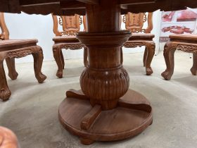 Bộ bàn ăn tròn gỗ hương đá 8 ghế louis hồng hạt (Bác Lai, Hà Nội) 29 bàn ăn gỗ hương đá