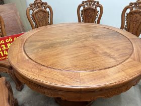 Bộ bàn ăn tròn gỗ hương đá 8 ghế louis hồng hạt (Bác Lai, Hà Nội) 27 bàn ăn tròn gỗ hương đá