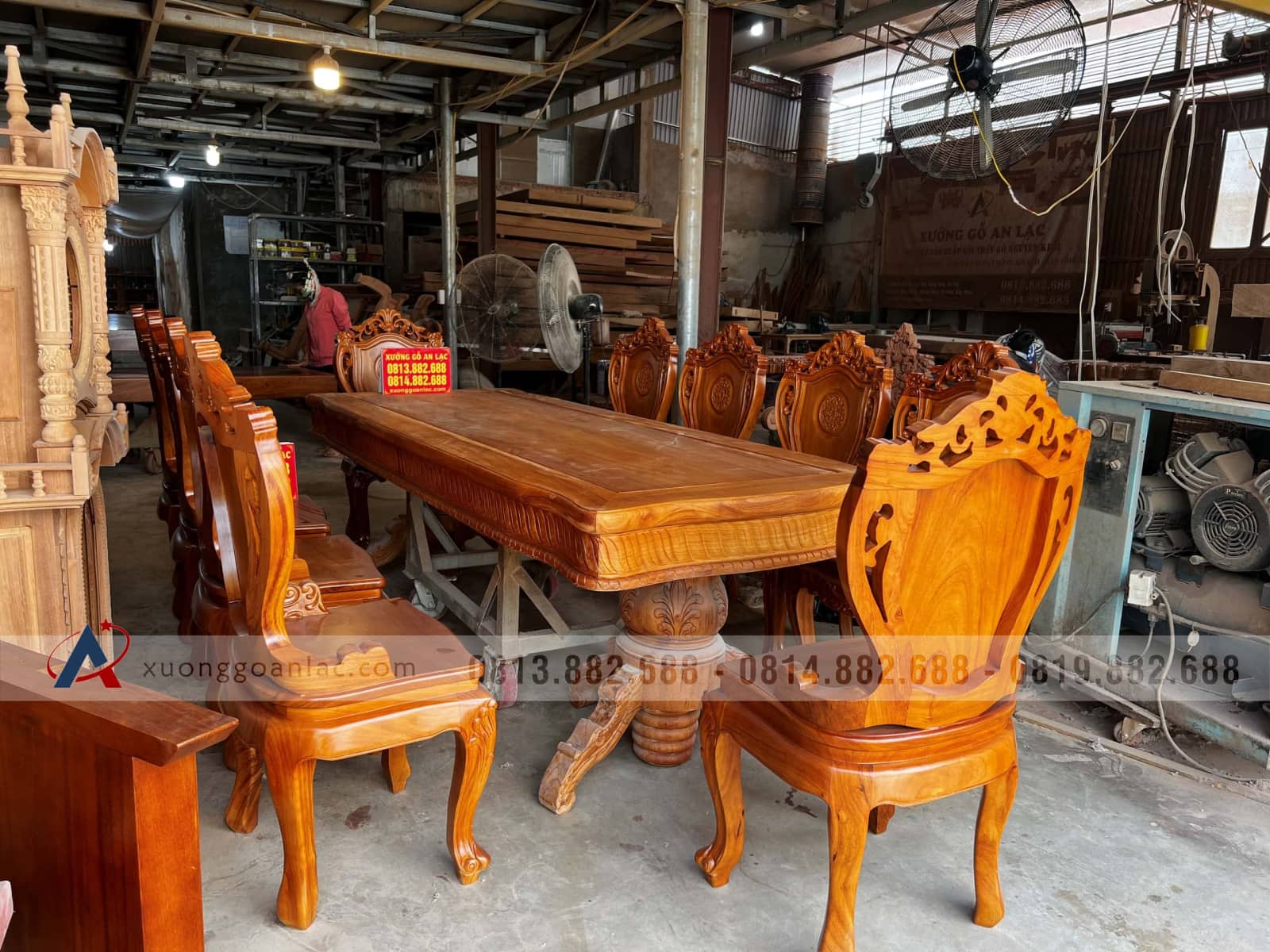 Bộ bàn ăn 10 ghế louis có tay siêu vip gỗ gõ đỏ (Anh Bắc, Hải Phòng) 30 bàn ăn gỗ gõ đỏ cao cấp