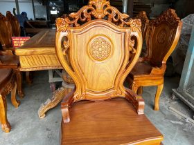 Bộ bàn ăn 10 ghế louis có tay siêu vip gỗ gõ đỏ (Anh Bắc, Hải Phòng) 27 ghế ngồi gỗ gõ đỏ cao cấp