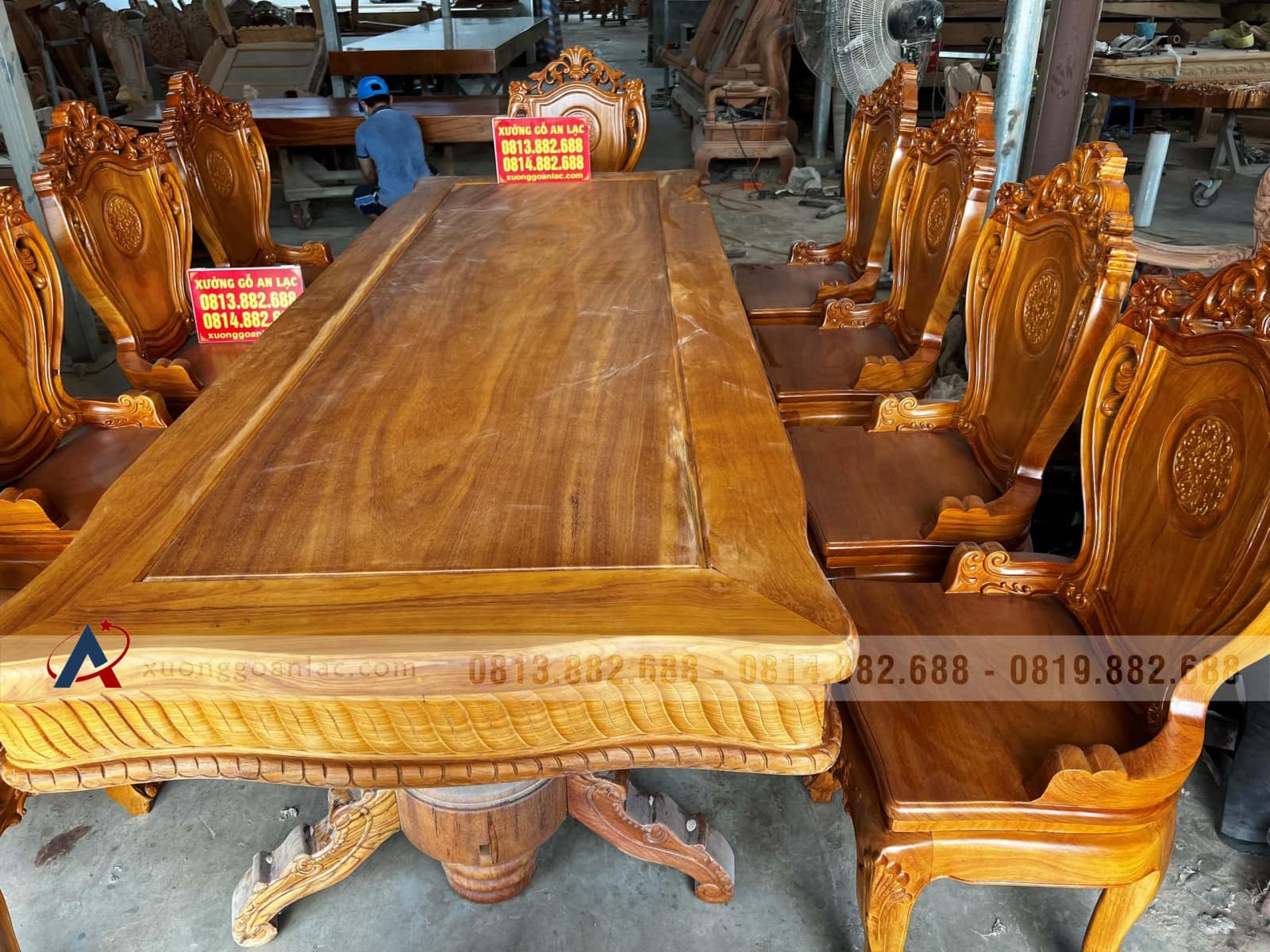 Bộ bàn ăn 10 ghế louis có tay siêu vip gỗ gõ đỏ (Anh Bắc, Hải Phòng) 6 Bộ bàn ăn 10 ghế louis có tay siêu vip gỗ gõ đỏ (Anh Bắc, Hải Phòng) - Ảnh 6