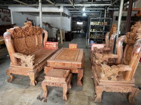 ban ghe minh quoc nghe gỗ hương đá moc cot 14 chân 14