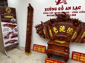 Bộ cuốn thư câu đối gỗ hương đá (bác Lâm - Thạch Thất, Hà Nội) 61 câu đối đục tay kênh bong gỗ hương đá nam phi