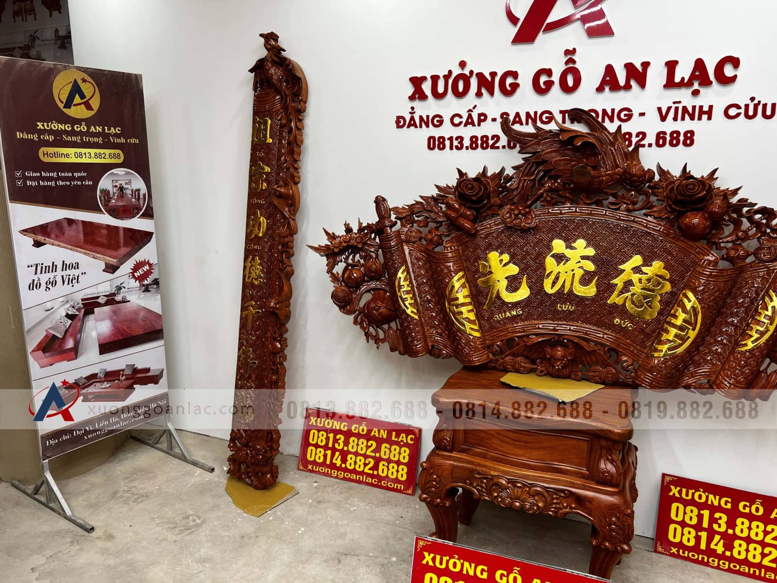 Bộ cuốn thư câu đối gỗ hương đá (bác Lâm - Thạch Thất, Hà Nội) 28 câu đối đục tay kênh bong gỗ hương đá nam phi