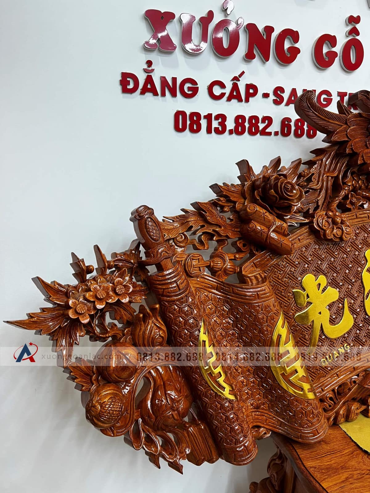 Bộ cuốn thư câu đối gỗ hương đá (bác Lâm - Thạch Thất, Hà Nội) 24 Bộ cuốn thư câu đối gỗ hương đá (bác Lâm - Thạch Thất, Hà Nội) - Ảnh 24