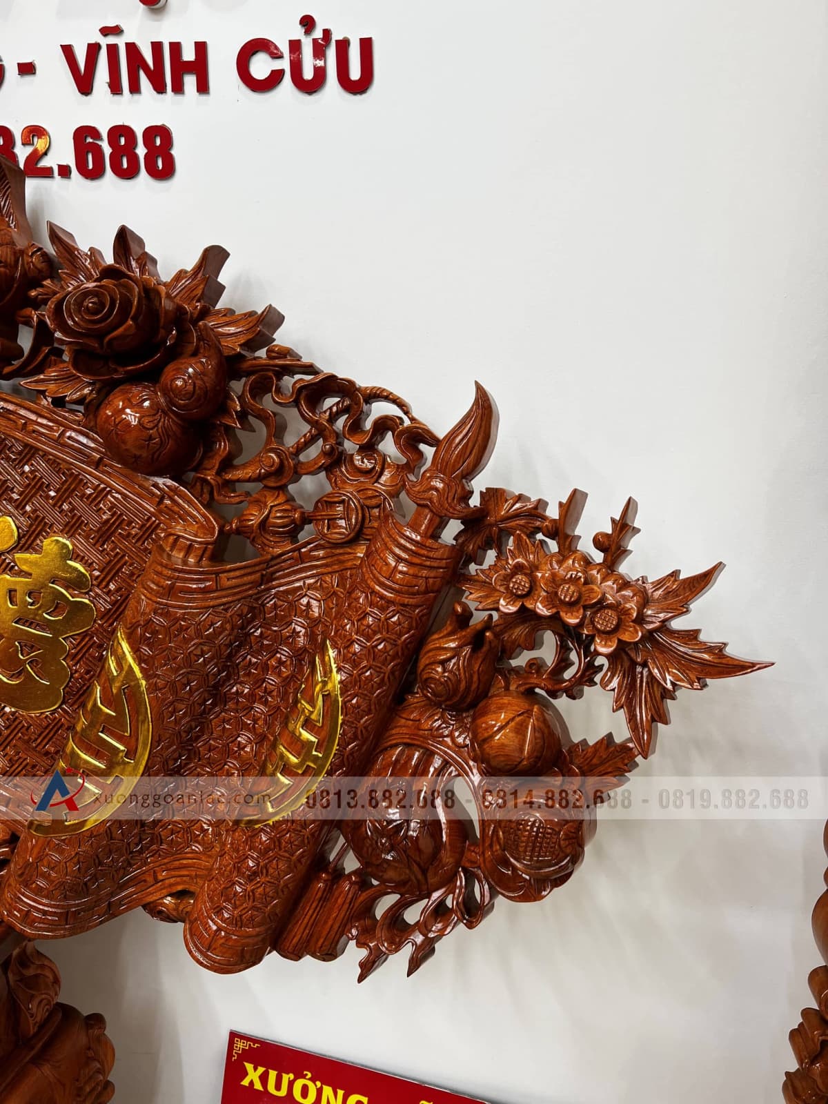 Bộ cuốn thư câu đối gỗ hương đá (bác Lâm - Thạch Thất, Hà Nội) 22 Bộ cuốn thư câu đối gỗ hương đá (bác Lâm - Thạch Thất, Hà Nội) - Ảnh 22