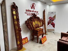 Bộ cuốn thư câu đối gỗ hương đá (bác Lâm - Thạch Thất, Hà Nội) 49 bộ cuốn thư câu đối phòng thờ cao cấp chất liệu gỗ hương đá tự nhiên