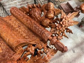 Bộ cuốn thư câu đối gỗ hương đá (bác Lâm - Thạch Thất, Hà Nội) 64 cuon thu cau doi go huong da bac Lam Thach That 4