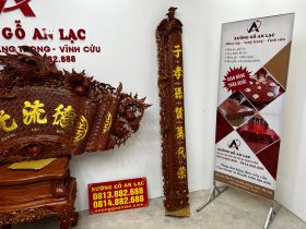 Bộ cuốn thư câu đối gỗ hương đá (bác Lâm - Thạch Thất, Hà Nội) 37 câu đối đục tay kênh bong gỗ hương đá nam phi cao cấp