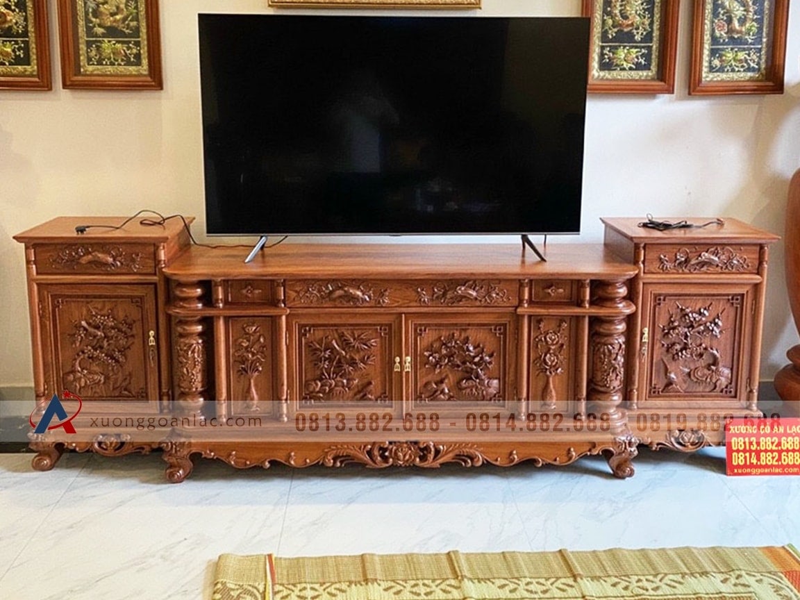 Kệ tivi cột nho con sóc 2m8 gỗ Hương Đá (anh Bằng, Bắc Ninh) 18 Kệ tivi cột nho con sóc 2m8 gỗ Hương Đá