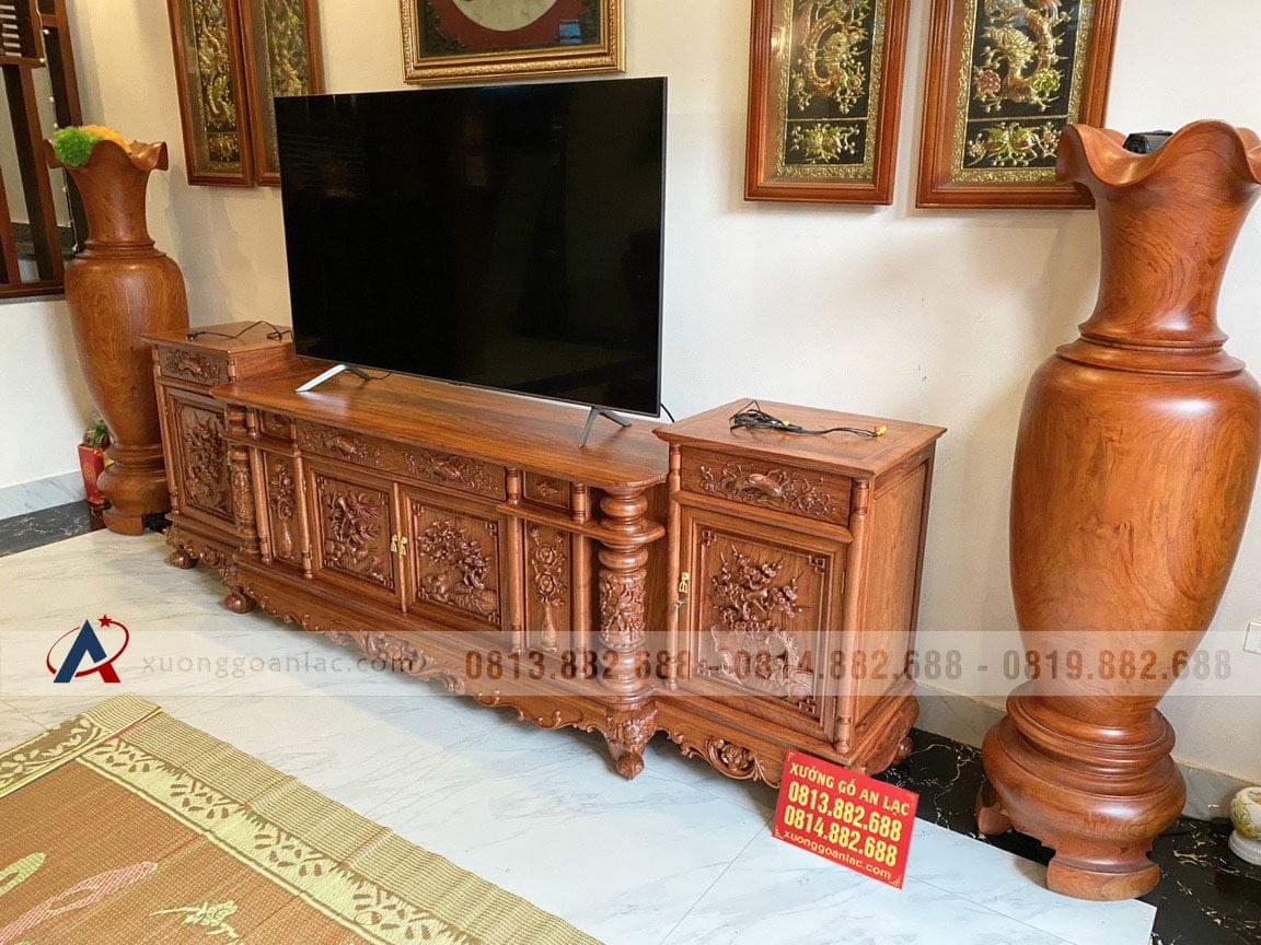 Kệ tivi cột nho con sóc 2m8 gỗ Hương Đá (anh Bằng, Bắc Ninh) 22 kệ tivi gỗ hương đá