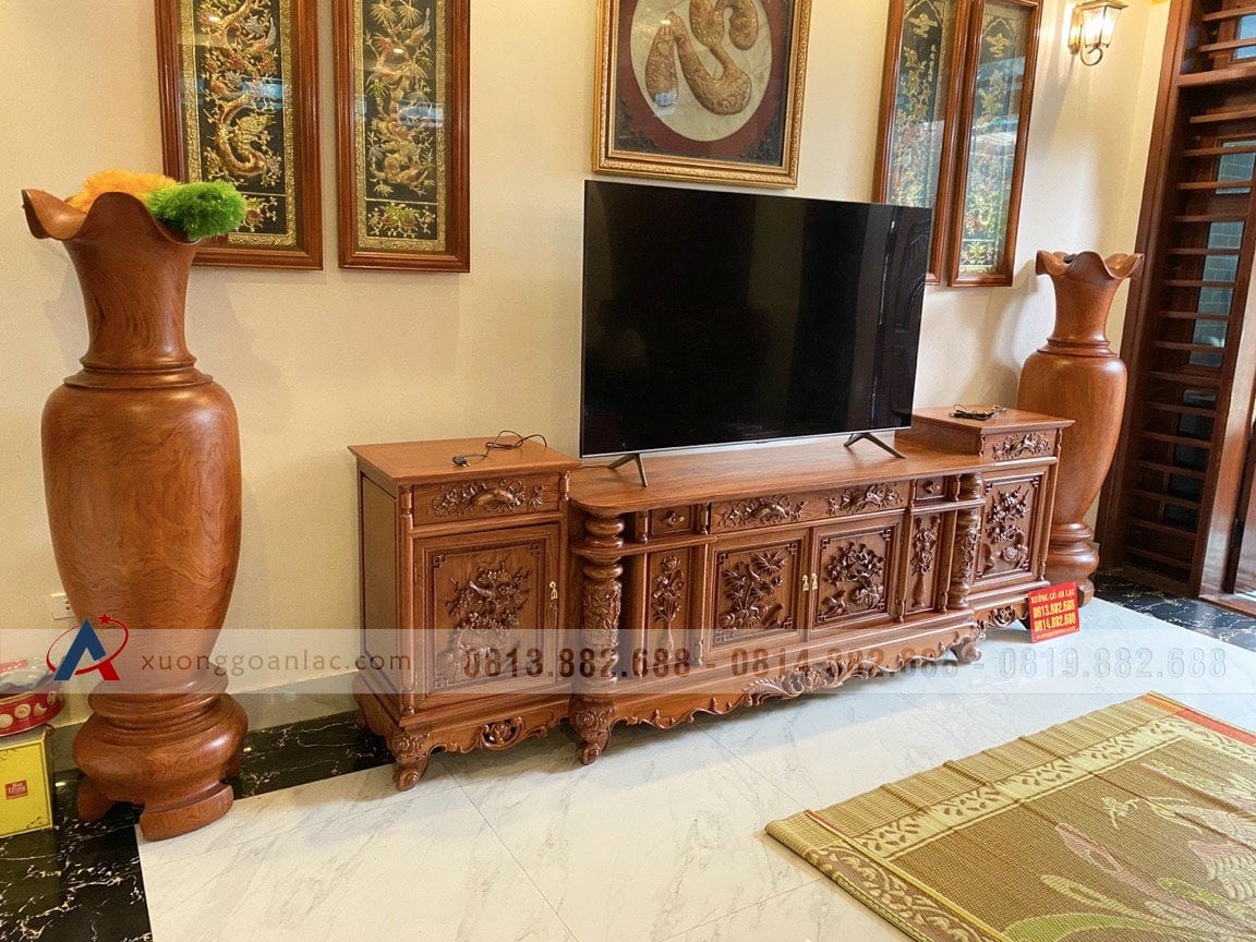 Kệ tivi cột nho con sóc 2m8 gỗ Hương Đá (anh Bằng, Bắc Ninh) 21 kệ tivi cột nho con sóc