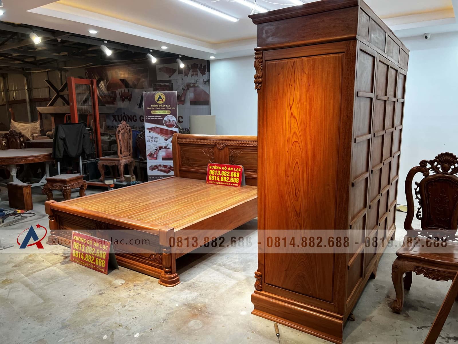 Tủ quần áo 3 buồng 4 cánh gỗ hương đá 44 tủ quần áo gỗ hương đá cao cấp