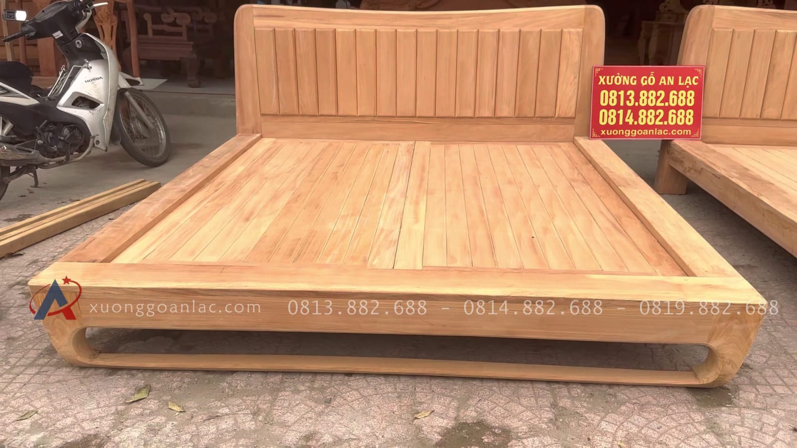 Mộc giường Zito chân hươu 1m8 x 2m gỗ gõ đỏ giao Thanh Oai 10 mẫu giường ngủ phong cách hiện đại