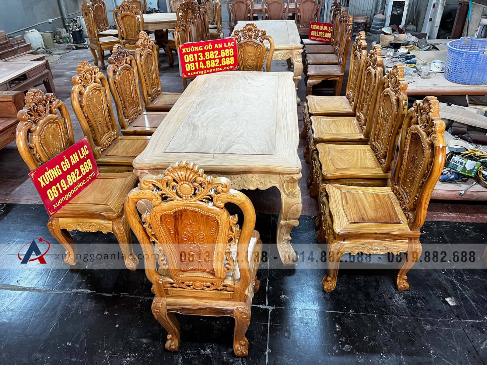Bộ bàn ăn hoàng gia 10 ghế hồng hạt đục hai mặt gỗ gõ đỏ cao cấp hàng mộc (Anh Thuyết, Hà Nội) 2 Bộ bàn ăn hoàng gia 10 ghế hồng hạt đục hai mặt gỗ gõ đỏ cao cấp hàng mộc (Anh Thuyết, Hà Nội) - Ảnh 2