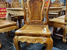 Bộ bàn ăn hoàng gia 10 ghế hồng hạt đục hai mặt gỗ gõ đỏ cao cấp hàng mộc (Anh Thuyết, Hà Nội) 30 ghế ăn mẫu louis hồng hạt đục hai mặt gỗ gõ đỏ tự nhiên