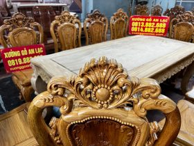 Bộ bàn ăn hoàng gia 10 ghế hồng hạt đục hai mặt gỗ gõ đỏ cao cấp hàng mộc (Anh Thuyết, Hà Nội) 32 Ban an Hoang gia 10 ghe Hong Hat 12