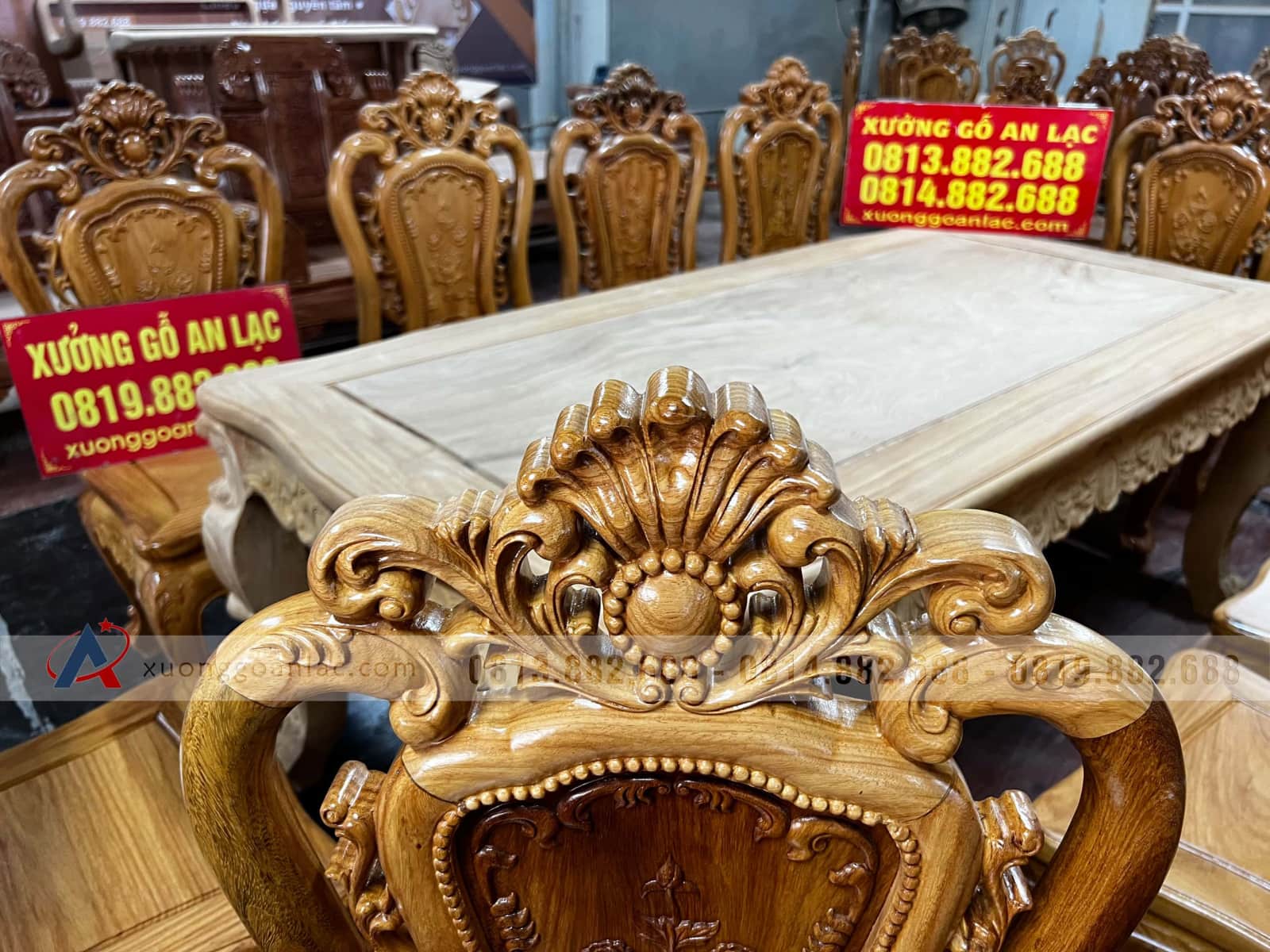 Bộ bàn ăn hoàng gia 10 ghế hồng hạt đục hai mặt gỗ gõ đỏ cao cấp hàng mộc (Anh Thuyết, Hà Nội) 13 Bộ bàn ăn hoàng gia 10 ghế hồng hạt đục hai mặt gỗ gõ đỏ cao cấp hàng mộc (Anh Thuyết, Hà Nội) - Ảnh 13