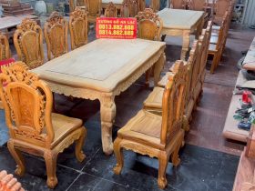 Bộ bàn ăn hoàng gia 10 ghế hồng hạt đục hai mặt gỗ gõ đỏ cao cấp hàng mộc (Anh Thuyết, Hà Nội) 35 Ban an Hoang gia 10 ghe Hong Hat 15