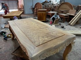 Bộ bàn ăn hoàng gia 10 ghế hồng hạt đục hai mặt gỗ gõ đỏ cao cấp hàng mộc (Anh Thuyết, Hà Nội) 37 Ban an Hoang gia 10 ghe Hong Hat 17