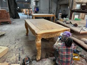 Bộ bàn ăn hoàng gia 10 ghế hồng hạt đục hai mặt gỗ gõ đỏ cao cấp hàng mộc (Anh Thuyết, Hà Nội) 39 Ban an Hoang gia 10 ghe Hong Hat 19