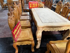 Bộ bàn ăn hoàng gia 10 ghế hồng hạt đục hai mặt gỗ gõ đỏ cao cấp hàng mộc (Anh Thuyết, Hà Nội) 24 Ban an Hoang gia 10 ghe Hong Hat 4