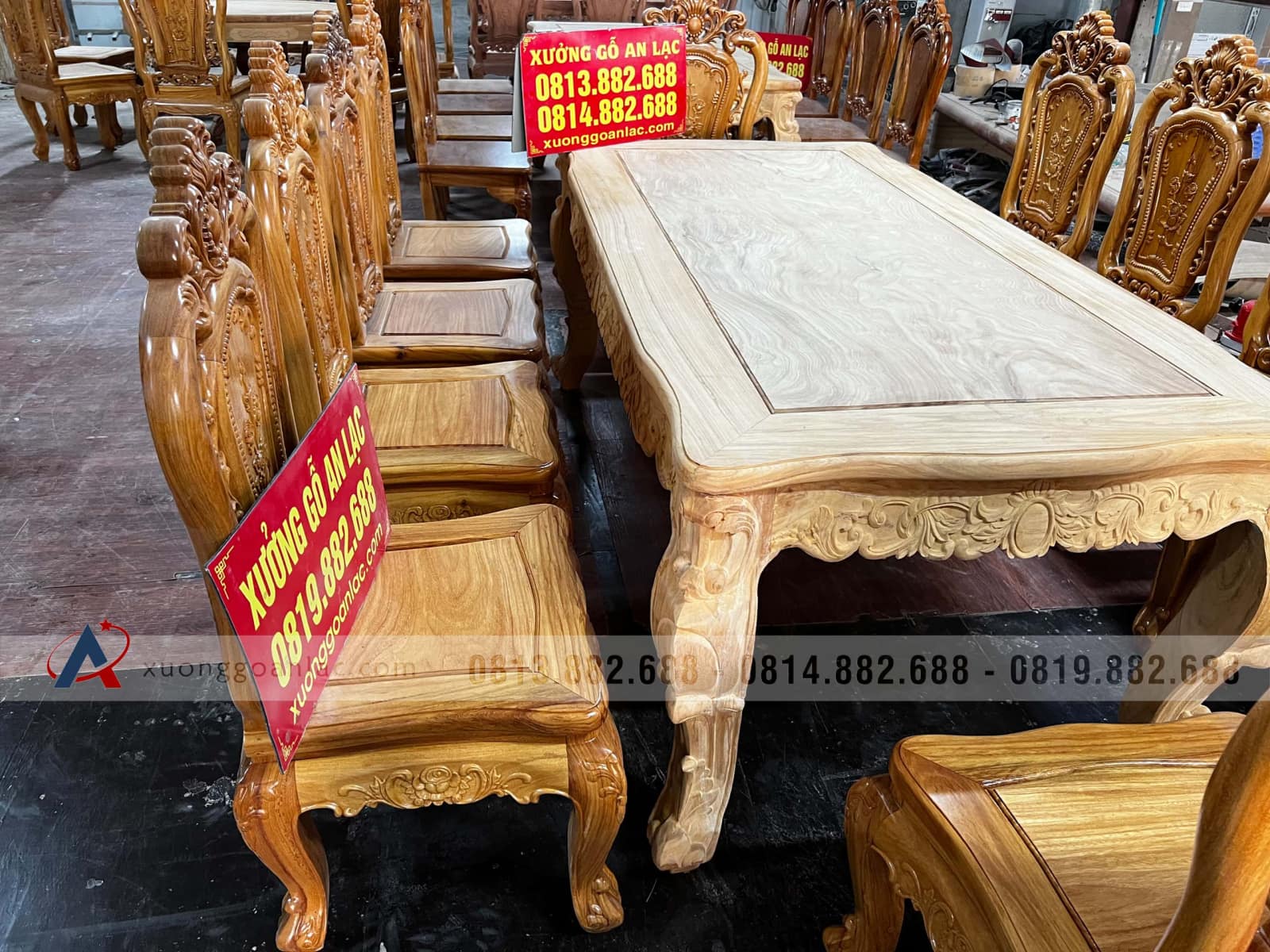 Bộ bàn ăn hoàng gia 10 ghế hồng hạt đục hai mặt gỗ gõ đỏ cao cấp hàng mộc (Anh Thuyết, Hà Nội) 5 Bộ bàn ăn hoàng gia 10 ghế hồng hạt đục hai mặt gỗ gõ đỏ cao cấp hàng mộc (Anh Thuyết, Hà Nội) - Ảnh 5