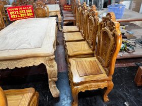Bộ bàn ăn hoàng gia 10 ghế hồng hạt đục hai mặt gỗ gõ đỏ cao cấp hàng mộc (Anh Thuyết, Hà Nội) 26 Ban an Hoang gia 10 ghe Hong Hat 6