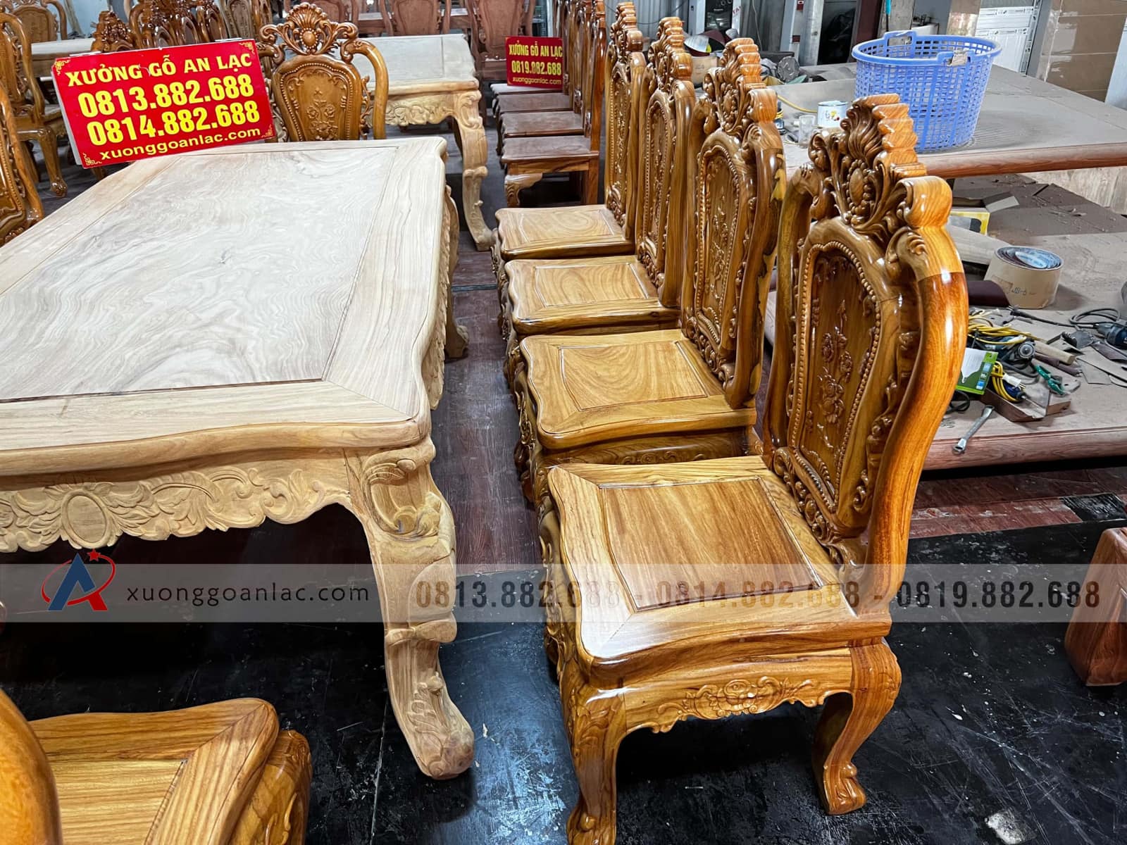 Bộ bàn ăn hoàng gia 10 ghế hồng hạt đục hai mặt gỗ gõ đỏ cao cấp hàng mộc (Anh Thuyết, Hà Nội) 7 Bộ bàn ăn hoàng gia 10 ghế hồng hạt đục hai mặt gỗ gõ đỏ cao cấp hàng mộc (Anh Thuyết, Hà Nội) - Ảnh 7