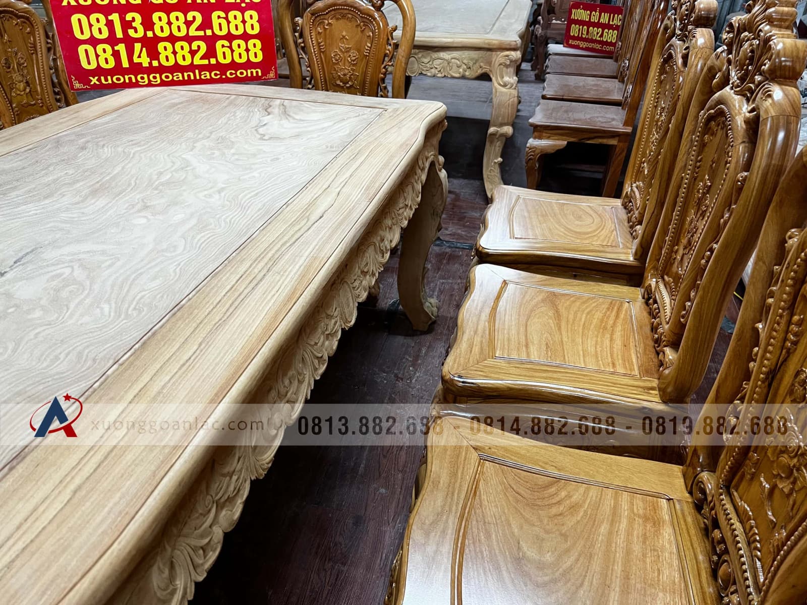 Bộ bàn ăn hoàng gia 10 ghế hồng hạt đục hai mặt gỗ gõ đỏ cao cấp hàng mộc (Anh Thuyết, Hà Nội) 10 Bộ bàn ăn hoàng gia 10 ghế hồng hạt đục hai mặt gỗ gõ đỏ cao cấp hàng mộc (Anh Thuyết, Hà Nội) - Ảnh 10
