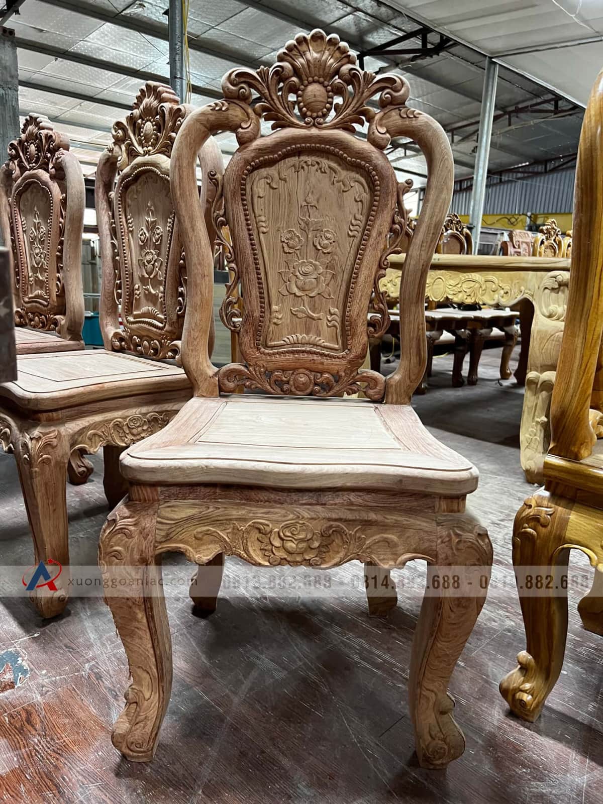 Bộ bàn ăn nguyên khối 6 ghế hồng hạt gỗ hương đá nguyên mộc 27 ghế ăn hoàng gia mẫu hồng hạt đục 2 mặt