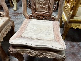 Bộ bàn ăn nguyên khối 6 ghế hồng hạt gỗ hương đá nguyên mộc 23 ghế ăn louis hồng hạt