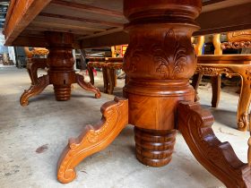 Bộ bàn ăn chữ nhật 12 ghế hồng hạt gỗ gõ đỏ cao cấp cực sang 29 bàn ăn gỗ gõ đỏ đẹp
