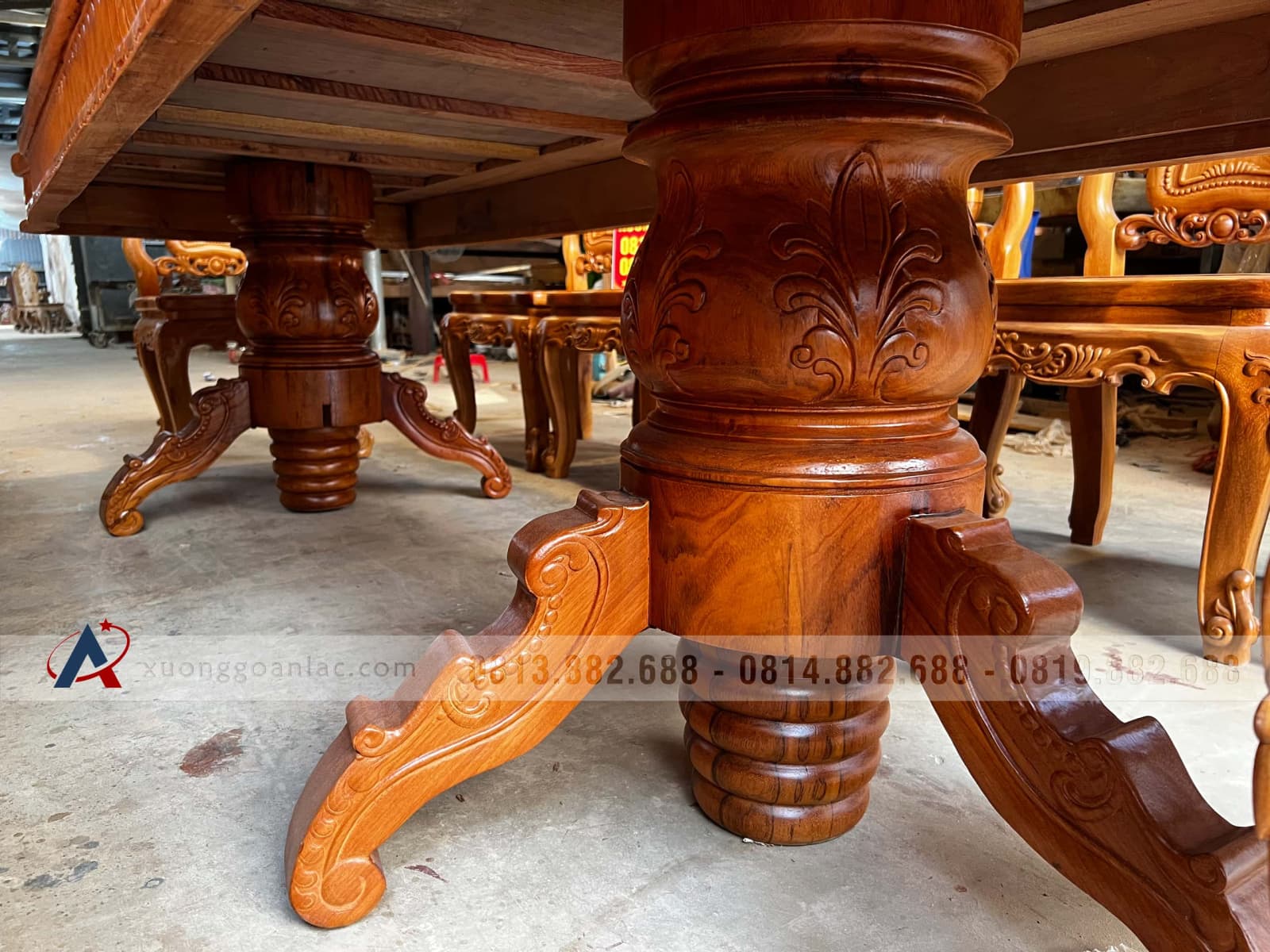 Bộ bàn ăn chữ nhật 12 ghế hồng hạt gỗ gõ đỏ cao cấp cực sang 42 bàn ăn gỗ gõ đỏ đẹp