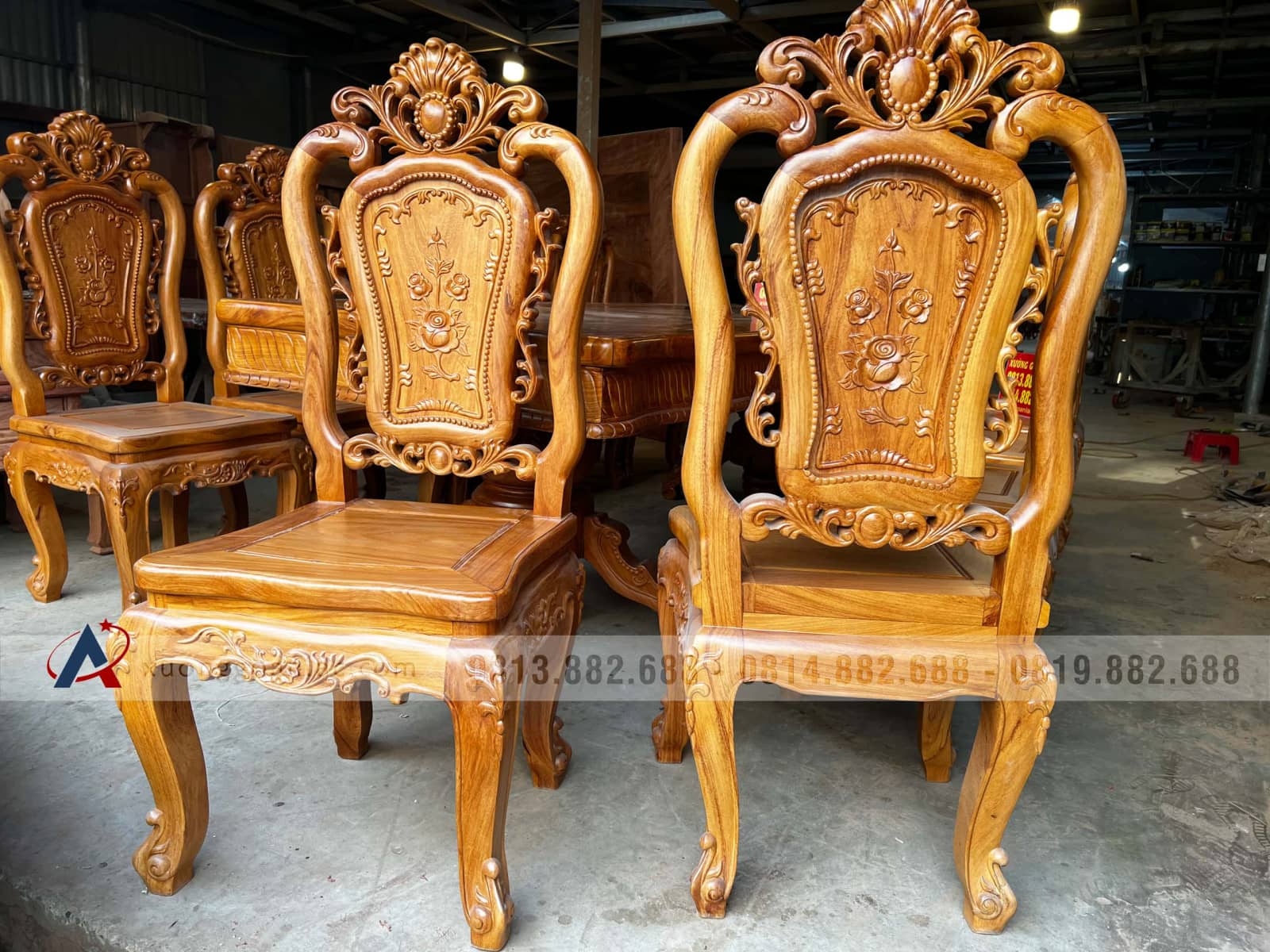 Bộ bàn ăn chữ nhật 12 ghế hồng hạt gỗ gõ đỏ cao cấp cực sang 43 ghế ăn hồng hạt gỗ gõ đỏ cao cấp