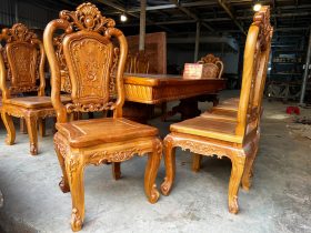 Bộ bàn ăn chữ nhật 12 ghế hồng hạt gỗ gõ đỏ cao cấp cực sang 32 Ban an chu nhat 12 ghe hong hat go go do cao cap 13