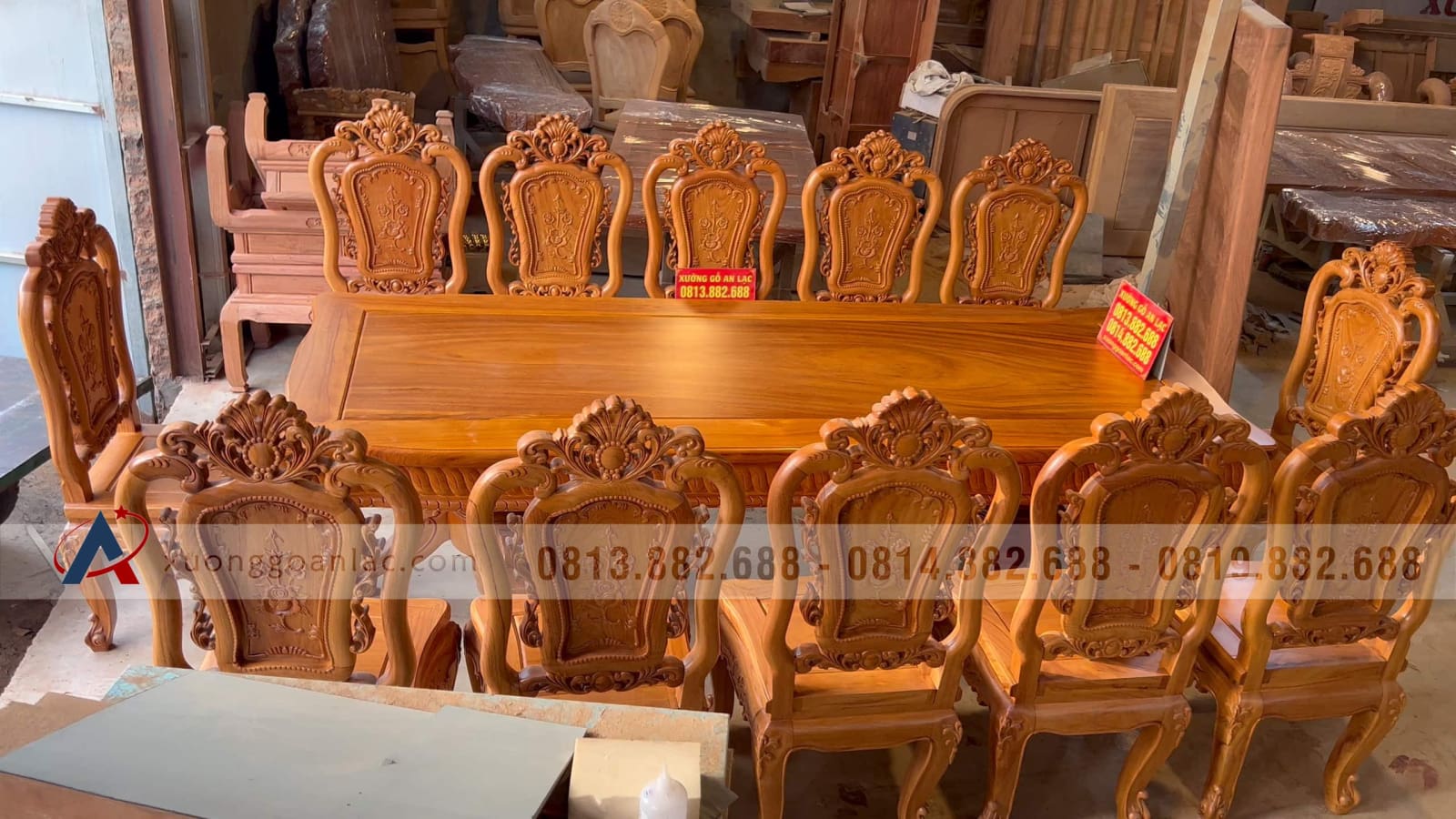 Bộ bàn ăn chữ nhật 12 ghế hồng hạt gỗ gõ đỏ cao cấp cực sang 20 Bộ bàn ăn chữ nhật 12 ghế hồng hạt gỗ gõ đỏ cao cấp cực sang - Ảnh 20