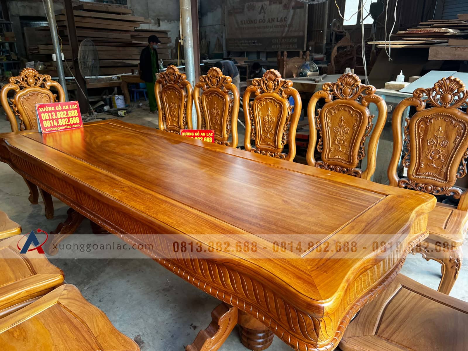 Bộ bàn ăn chữ nhật 12 ghế hồng hạt gỗ gõ đỏ cao cấp cực sang 41 mẫu bàn ăn đẹp nhất 2022